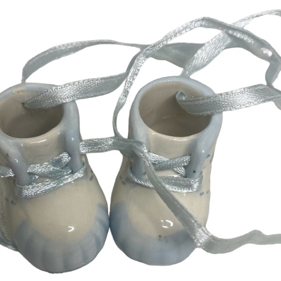 Baby Boy Baptismal Prayer Framed 8” x 6” Photo & Mini Ceramic Baby Boy Booties - Picture 6 of 10